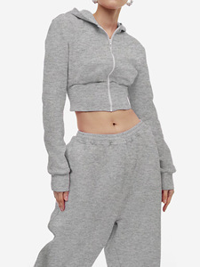 Mode nouvelles tenues décontracté femmes sweat à capuche court femmes sweat à capuche t-shirt ensemble 2 pièces Long ensemble pour femmes ensembles 2024 Club vêtements - Product Image 5