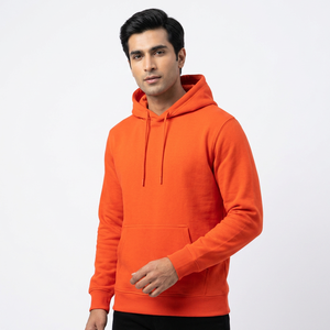 Sudadera con capucha corta de media cremallera para hombre, nueva moda, con estampado personalizado, térmica, de espuma 3D, 100% algodón, de alto gramaje, teñido liso - Product Image 1