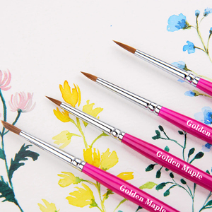 4 ، مجموعة فرش التفاصيل Kolinsky الحمراء الوردية ، فرشاة الطلاء المصغرة الاحترافية - Product Image 1