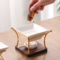Nouveauté : brûleur à cire en céramique en bois, diffuseur d'huiles essentielles avec porte-bougie