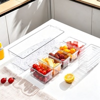 Conteneur à salade de fruits empilable avec 5 plateaux amovibles, couvercles, base de refroidissement et fourchettes à fruits pour pique-niques, barbecues et fêtes