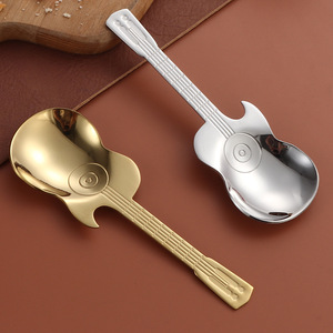 Cuchara creativa con forma de guitarra, cuchara de café de acero inoxidable 304, cuchara para batir, cuchara para barra musical, cuchara para postre - Product Image 3