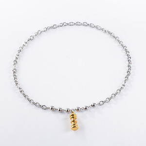 Chinese Style Minimalist Metallic Necklace <b>Titanium</b> Steel <b>Chain</b> Gold Lucky Cylinder Pendant Gift Jewelry - Product Image 2