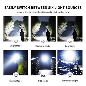 Lumen cao USB sạc <span class=keywords><strong>LED</strong></span> Đèn pin chiến thuật độ sáng cao mạnh mẽ đa chức năng <span class=keywords><strong>LED</strong></span> <span class=keywords><strong>Torch</strong></span> ánh sáng - Product Image 5