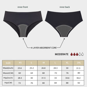 Vente en Gros <span class=keywords><strong>Lingerie</strong></span> Tendance Personnalisée pour Femme et Ado Culotte Menstruelle Noire en Coton - Product Image 6