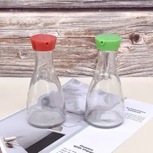 Botellas de vidrio para condimentos de cocina, botellas de vidrio con tapa, aceite comestible, salsa de soja, venta al por mayor