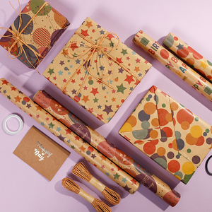 Papel de regalo de papel Kraft de cumpleaños de nuevo diseño 43*300 cm embalaje de papel de envoltura de rollo - Product Image 2