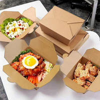Emballage alimentaire jetable en papier brun de qualité alimentaire, boîte à emporter pour la restauration rapide, boîte à lunch en papier kraft