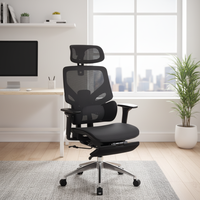JR RACING JRMC-01 Chaise de bureau moderne à dossier haut, accoudoirs 5D, dossier en maille ergonomique, repose-jambes, base métallique, hauteur réglable – Vente en gros