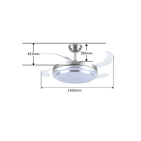 Ventilateur de plafond moderne OEM 42 pouces avec moteur DC, 3 pales, éclairage LED, faible bruit, télécommande rétractable et dimmable