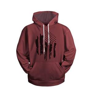 Heavy Duty Men's USA Hoodie Patriotic Print Jersey de bolsillo cosido con doble aguja - Product Image 5