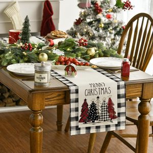 Décoration <span class=keywords><strong>de</strong></span> <span class=keywords><strong>table</strong></span> à manger <span class=keywords><strong>de</strong></span> cuisine <span class=keywords><strong>de</strong></span> vacances d'hiver, décor <span class=keywords><strong>de</strong></span> fête, aquarelle Buffalo Plaid Christmas Trees Merry Xmas <span class=keywords><strong>Table</strong></span> Runner - Product Image 2