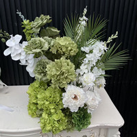 Boule de fleurs artificielles haut de gamme PPS, blanche et verte, pour centre de table de mariage et décoration d'événements