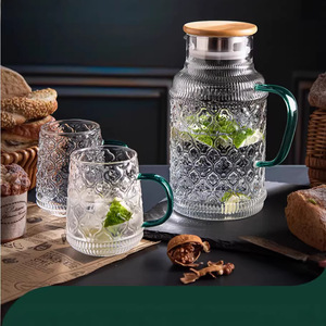 Carafe à eau froide en verre avec couvercle, grande capacité, forme ronde, pour utilisation dans le salon - Product Image 4