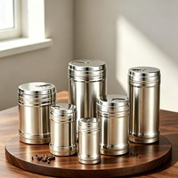 Adjustable Sprinkle Hole Stainless Steel Seasoning Shaker Dust-proof Lid Home Kitchen Condiment Storage Container