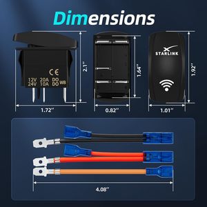 Interrupteur à bascule/à bascule étanche SPST 5 broches pour Starlink, 20A marche/arrêt, pré-câblé pour Starlink Mini Gen1 Gen3 - Product Image 2