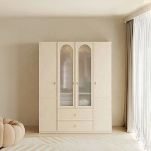 Armoire de style crème avec portes en verre cintrées et tiroirs intégrés, <span class=keywords><strong>prix</strong></span> d'usine, meubles de chambre modulaires personnalisés - Product Image 5