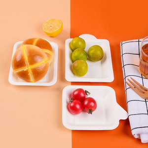 Assiettes à gâteau rectangulaires jetables en pulpe de papier biodégradable, lot de 5, fournitures pour fêtes - Product Image 4