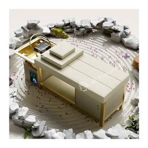 Cama de Champú de Alta Gama Totalmente Dorada para Salón de Belleza Cama Especial para Peluquería con Calentador de Agua Termostático y Masaje HeadSpa - Product Image 3