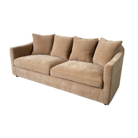 Canapé sectionnel moderne en tissu beige 3 places avec coussins moelleux pour salon, hôtel et villa