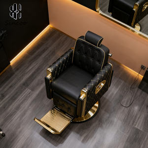 Fauteuil de Barbier Inclinable Moderne en Similicuir Noir, Rotation à 360 Degrés, Hauteur Réglable, Pompe Hydraulique, Pliant pour Salon de Coiffure - Product Image 3