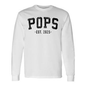 T-shirt à manches longues et col rond Pops Est 2025 pour homme, gris, taille S, coupe classique - Product Image 1