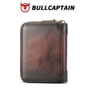 BULLCAPTAIN Genuine Leather Slot Card <b>Holder</b> RFID Classic Business <b>ID</b> Bank Credit Card Bag Male Coin Pouch Zipper Money Bag - Product Image 6