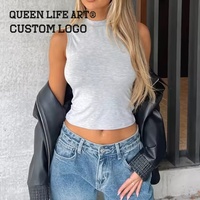 Haut court personnalisé pour femmes T-shirt en jean avec logo et impression 3D Vêtement vierge Costume sexy Vêtements d'été pour femmes
