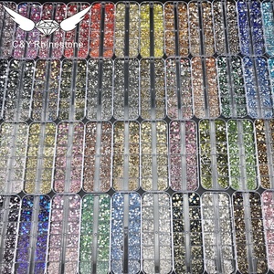 12 רשת כל צבע אבנים עגולות אבני חן קריסטל בתפזורת גב שטוח סיטונאי אבני חן זכוכית קריסטל - Product Image 6