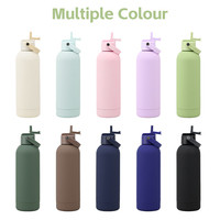 Bouteille d'eau personnalisée pour le sport, double paroi, 500 ml, en acier inoxydable, isolée sous vide, thermos avec paille, personnalisable