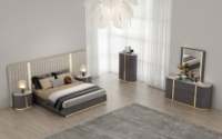 NOVA Suite de Chambre à Coucher de Luxe Moderne 6 Pièces, Lit King Size avec Tête de Lit Rembourrée, Lit Queen Size avec Rangement