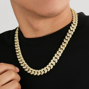 12mm Full Icedout Cubain Collier Bijoux Mode Hiphop 5A CZ Zircone Gourmette Cubain Lien Bracelet <span class=keywords><strong>Or</strong></span> <span class=keywords><strong>Blanc</strong></span> Plaqué Chaîne pour Hommes - Product Image 1
