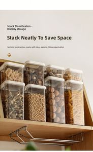 Factory Bulk PET Clear Sealed Eco-Friendly <b>Stackable</b> Modern Kitchen <b>Storage</b> Canisters Plastic Dry Food <b>Storage</b> <b>Boxes</b> - Product Image 6