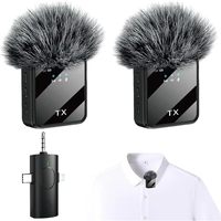 Microphone 3-en-1 pour téléphone, microphone cravate sans fil pour appareils photo, mini-microphone pour le blogage avec réduction de bruit IA