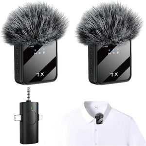 Micrófono 3 en 1 para Teléfono, Micrófono Lavalier Inalámbrico para Cámaras, Mini Micrófono para Blogging con Reducción de Ruido por IA - Product Image 1