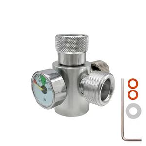 Adaptador de llenado de metal para sodas W21.8-14 a TR21-4, kit de conector para cilindro de gas CO2 con manómetro de 3KPSI y válvula de purga - Product Image 1