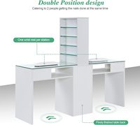 Table de manucure double professionnelle en bois massif de haute qualité avec tiroir de rangement, poste de travail pour ongles, bureau de maquillage pour salon