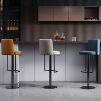 Moderne Luxus 2-teilige Verstellbare Schwarze Edelstahl Drehbare Kommerzielle Barhocker Set für Küche Wohnzimmer