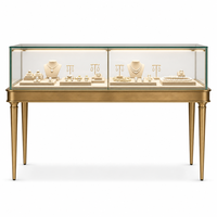 Comptoir de présentation de bijoux vintage en or antique sur mesure avec plateau en verre pour magasin de bijoux en gros