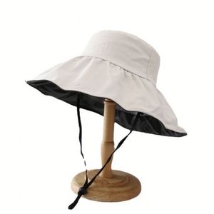 Wide Brim Cotton Bucket <b>Hats</b> Big Sunscreen Visor Uv Protection Upf50 Foldable Beach Womens Fisherman <b>Hat</b> With Strap - Product Image 1