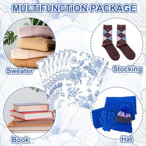 Sobres de polietileno para envíos de 10 x 13 pulgadas con diseño de flores azules y blancas, bolsas de plástico autosellables al por mayor, sobres decorativos para embalaje. - Product Image 4