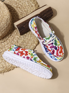 Chaussures en toile imprimées pour enfants, nouvelles chaussures décontractées pour enfants à lacets et bout rond imprimé coloré - Product Image 4