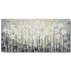 Lienzo blanco pintado a mano 3D, arte de pared de flores blancas, pintura al óleo, imágenes para Decoración - Product Image 1