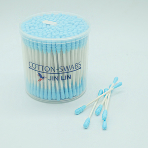 200 unidades de hisopos de algodón ecológicos con mango de papel, de doble <span class=keywords><strong>punta</strong></span> (redonda y en espiral), en copa redonda <span class=keywords><strong>azul</strong></span> con mango de papel - Product Image 1
