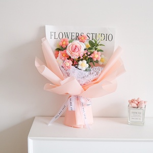 Fatto a mano in maglia mista <span class=keywords><strong>rosa</strong></span> Crochet Bouquet di fiori artificiali per <span class=keywords><strong>la</strong></span> decorazione della casa per il matrimonio di San Valentino - Product Image 6