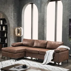 Luxo Europeu Clássico L Forma Sofá Set Designs Vintage Sofa Corner Sofá De Couro Moderno Sofá Sofá