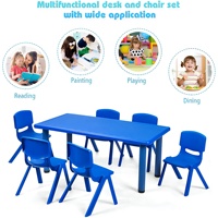 Ensemble de table et 6 chaises pour enfants, empilables, en plastique, mobilier pour tout-petits, maternelle, design moderne, sécurité, respectueux de l'environnement, utilisation scolaire, cuisine