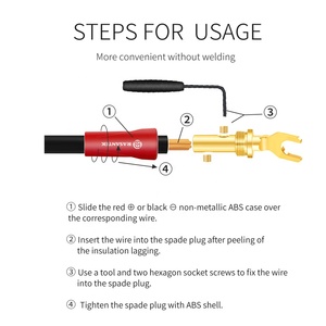 Rasantek 4pcs 24K mạ vàng đồng âm thanh Spade cắm Hifi 4mm âm thanh loa chuối Spade y kết nối cho loa Cáp - Product Image 3