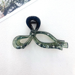 11CM French Transparent <b>Bow</b> Hair <b>Clip</b> Plastic Rhinestone Shark Design Women's Environmental Friendly Daily Use Hair Accessory - Product Image 5