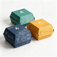 Boîte à hamburger personnalisée en gros avec logo, en carton blanc robuste, biodégradable, jetable, pour emballage de snacks et de burgers à emporter, restauration rapide